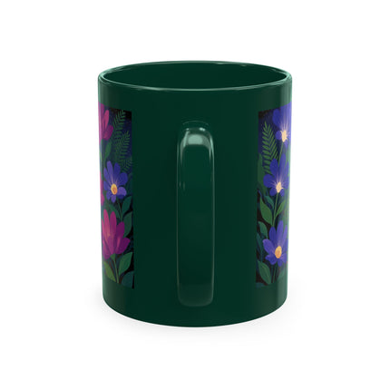 🌙🌺 The Lady Of The Midnight Flower Garden Ceramic Mug – Art Deco Floral Elegance