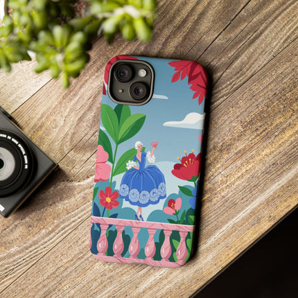🌺🪭 The Lady Of The Grand Flower Terrace Phone Case – Art Deco Garden Elegance