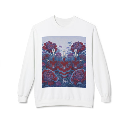 🎭🌺 The Enchanted Garden Masquerade Trio Midweight Crewneck Sweatshirt – Art Deco Floral Elegance