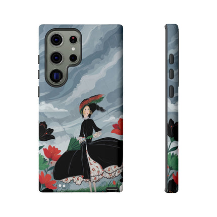 🌧️🌺 The Stormy Flower Walk Phone Case – Art Deco Floral Fashion