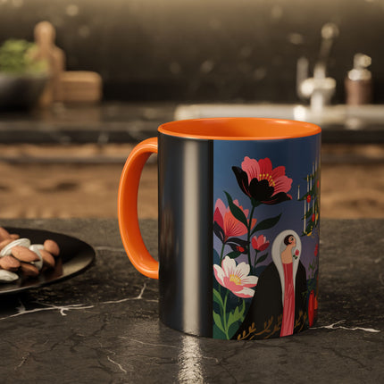 🌹🎄 The Lady Of The Candlelit Rose Tree Colorful Mug – Art Deco Christmas Garden