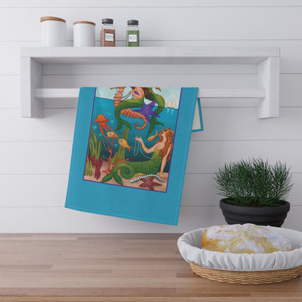 Three Mermaids with Strings of Pearls by Carlo Chiostri Kitchen Towel