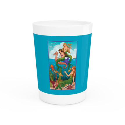 Three Mermaids with Strings of Pearls by Carlo Chiostri Ceramic Shot Glass