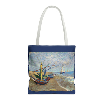 Fishing Boats on the Beach at Saintes-Maries by Vincent Van Gogh Tote Bag (AOP)