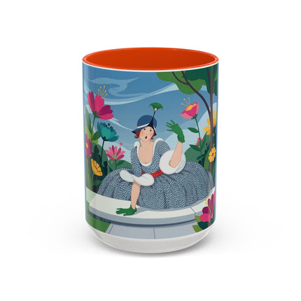 The Lady Of The Secret Garden Colorful Mugs – Art Deco Botanical Elegance