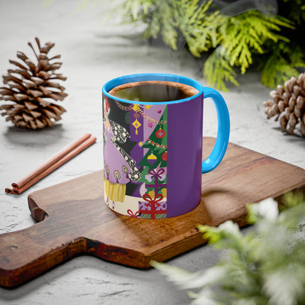 🎁✨ The Lavender Christmas Masquerade Colorful Mug – Art Deco Holiday Fantasy