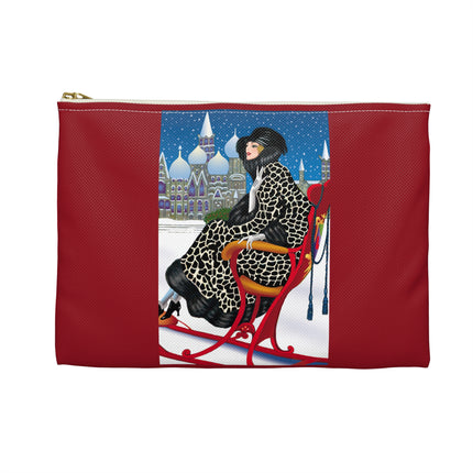 Elegant Winter Woman in Sleigh Accessory Pouch