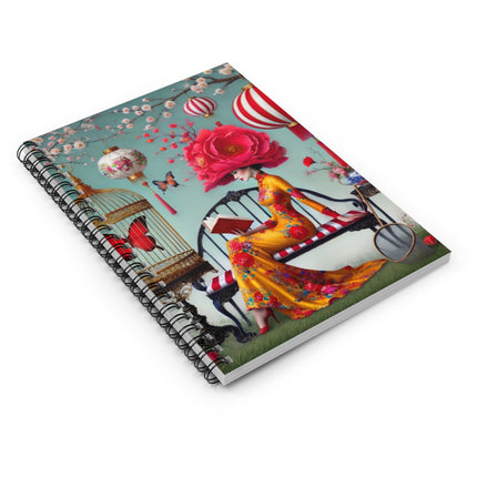 Reading In A Painted Garden Spiral Notebook - Ruled Line