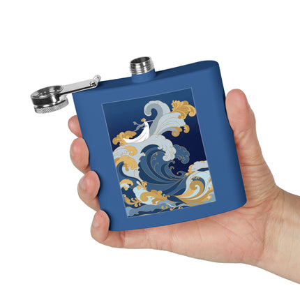 Wave Enchantress Flask – Oceanic Grace & Golden Tides