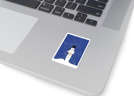 Snowman in Falling Snow Kiss-Cut Stickers (4 Sizes)