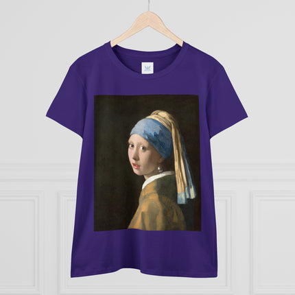 Girl with a Pearl Earring by Johannes Vermeer Women's Midweight Cotton Tee
