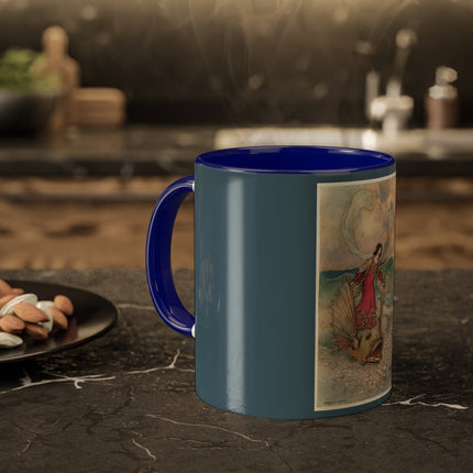 Rita Rides on the Dolphin by Warwick Goble Colorful Mugs, 11oz