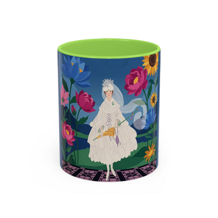 The Lady Of The Golden Parasol Colorful Mugs – Art Deco Botanical Elegance