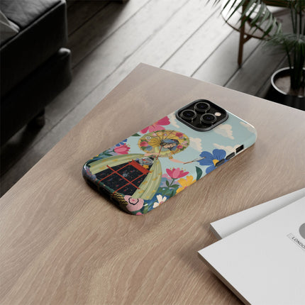 🌸🪞 The Floral Parasol Reflection Phone Case – Art Deco Garden Fantasy