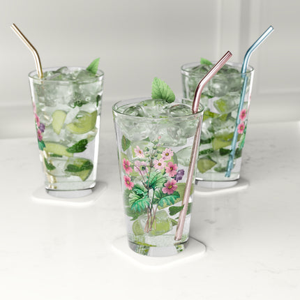 Chinese Primrose Botanical Illustration by Pierre-Joseph Redouté Glass, 16oz