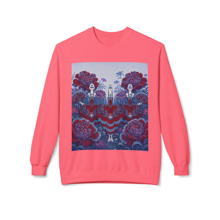 🎭🌺 The Enchanted Garden Masquerade Trio Midweight Crewneck Sweatshirt – Art Deco Floral Elegance