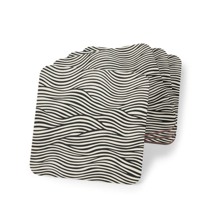 Wave Pattern on White Coasters