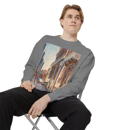 Gondola Moorings on the Grand Canal by John Singer Sargent Unisex Garment-Dyed Sweatshirt