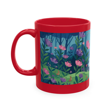 🌸☂️ The Lady Of The Enchanted Garden Stroll Ceramic Mug – Art Deco Floral Whimsy