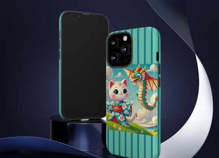 Geisha Kitten and the Dragon Kite Phone Cases