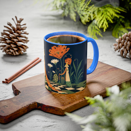 🌼🧡 The Midnight Floral Masquerade Colorful Mug – Art Deco Fashion Fantasy