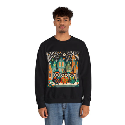 Night of the Trick-or-Treating Owlets Unisex Heavy Blend™ Crewneck Sweatshirt