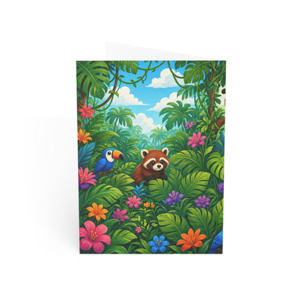 🌴🦁 The Jungle Friends Gathering Greeting Card – Whimsical Animal Adventure