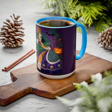 🎭🎃 The Masquerade Beneath The Pumpkin Lantern Colorful Mug – Theatrical Halloween Charm