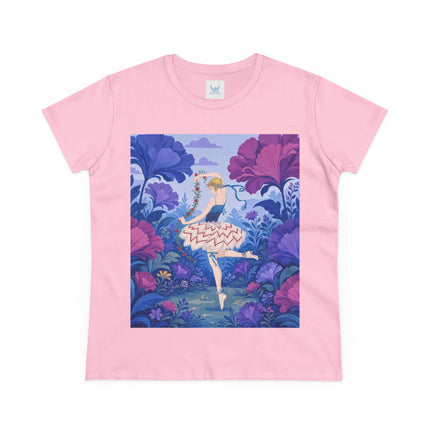 🌸🩰 The Enchanted Garden Ballet Cotton Tee – Art Deco Floral Whimsy