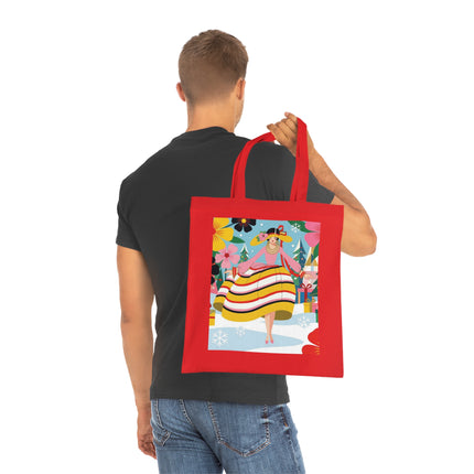 🎄🌸 The Christmas Blossom Belle Cotton Tote Bag – Art Deco Holiday Whimsy