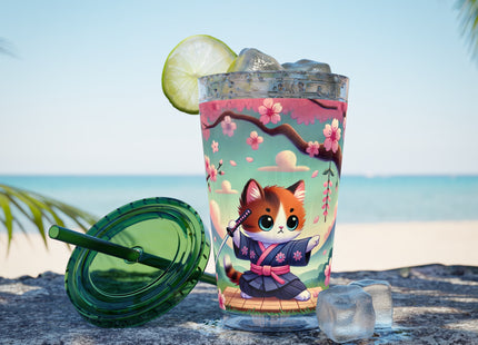 Samurai Kitten Sunsplash Tumbler with Straw, 16oz