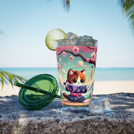 Samurai Kitten Sunsplash Tumbler with Straw, 16oz