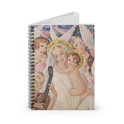 Madonna with Child Surrounded by Musical Angels by Gerda Wegener Spiral Notebook - Ruled Line
