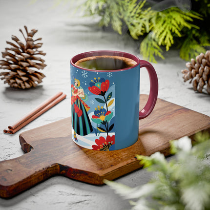 ❤️❄️ The Winter Heart Messenger Colorful Mug – Art Deco Snow Garden Fantasy