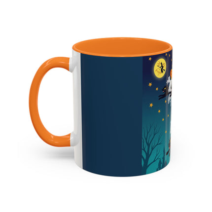 🐈‍⬛🎃 The Flying Black Cats Of Halloween Colorful Mug – Whimsical Storybook Charm