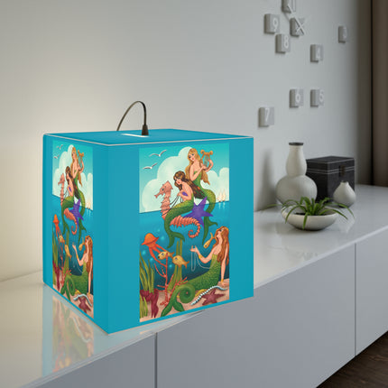 Three Mermaids with Strings of Pearls by Carlo Chiostri Light Cube Lamp