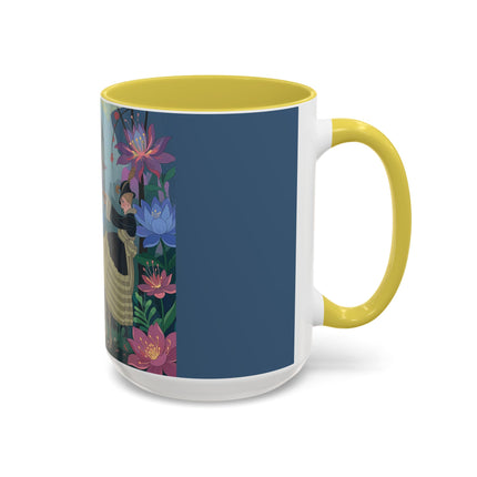 The Ladies And The Enchanted Macaw Colorful Mugs – Art Deco Botanical Elegance