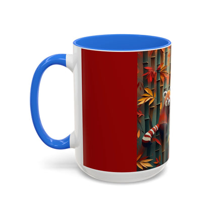 Red Panda at an Autumn Bamboo Grove Colorful Mugs (11oz, 15oz)