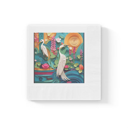 Elegant Egret Oasis White Coined Napkins