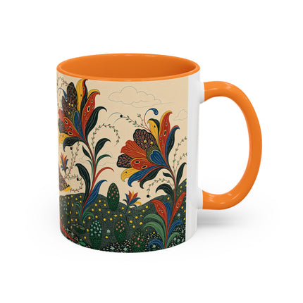 🌺🦋 The Enchanted Floral Voyage Colorful Mug – Art Deco Botanical Whimsy