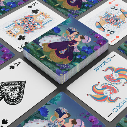 🌙🦚 The Ladies Of The Moonlit Garden Playing Cards – Art Deco Floral Elegance