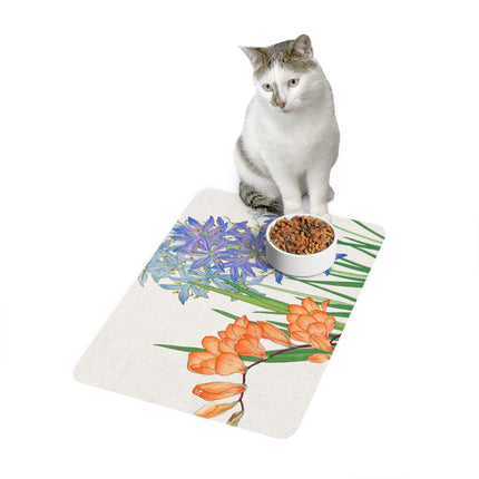 Vintage Freesia & Agapanthus Pet Food Mat – Summer Harmony