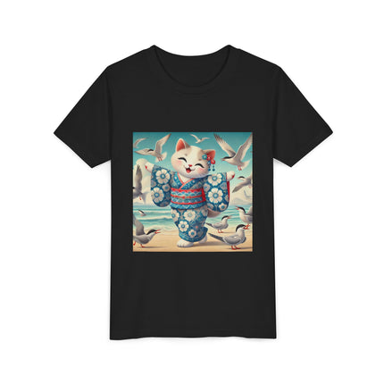 Geisha Kitten by the Seaside Youth Short Sleeve Tee