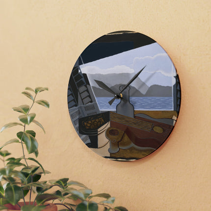 Open Window by Juan Gris Acrylic Wall Clock, Round and Square