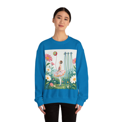 🌼🎈 The Garden Balloon Dancer Crewneck Sweatshirt – Art Deco Floral Whimsy