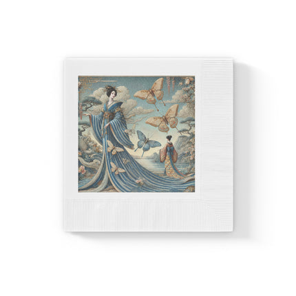 Butterfly Empress White Coined Napkins – Graceful Butterflies & Timeless Elegance