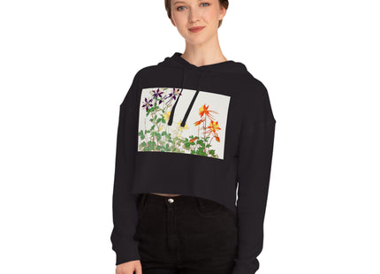 Aquilegia Flowers by Tanigami Kônan Women’s Cropped Hooded Sweatshirt