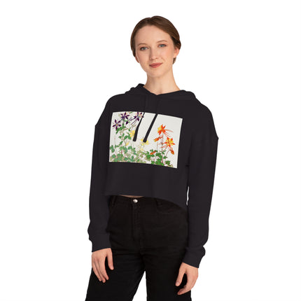 Aquilegia Flowers by Tanigami Kônan Women’s Cropped Hooded Sweatshirt