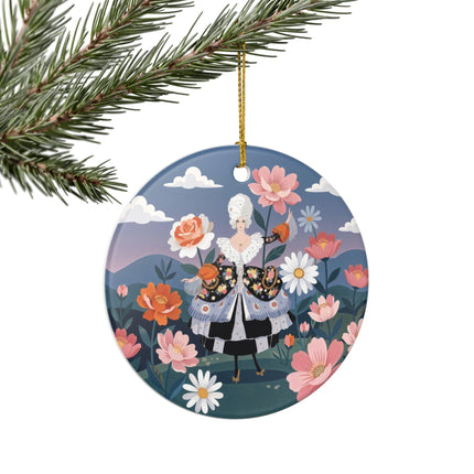 🌸🎀 The Grand Floral Promenade Ceramic Ornament – Art Deco Fashion Fantasy