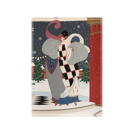 ❄️✨ The Winter Couture Promenade Acrylic Art Block – Art Deco Holiday Elegance